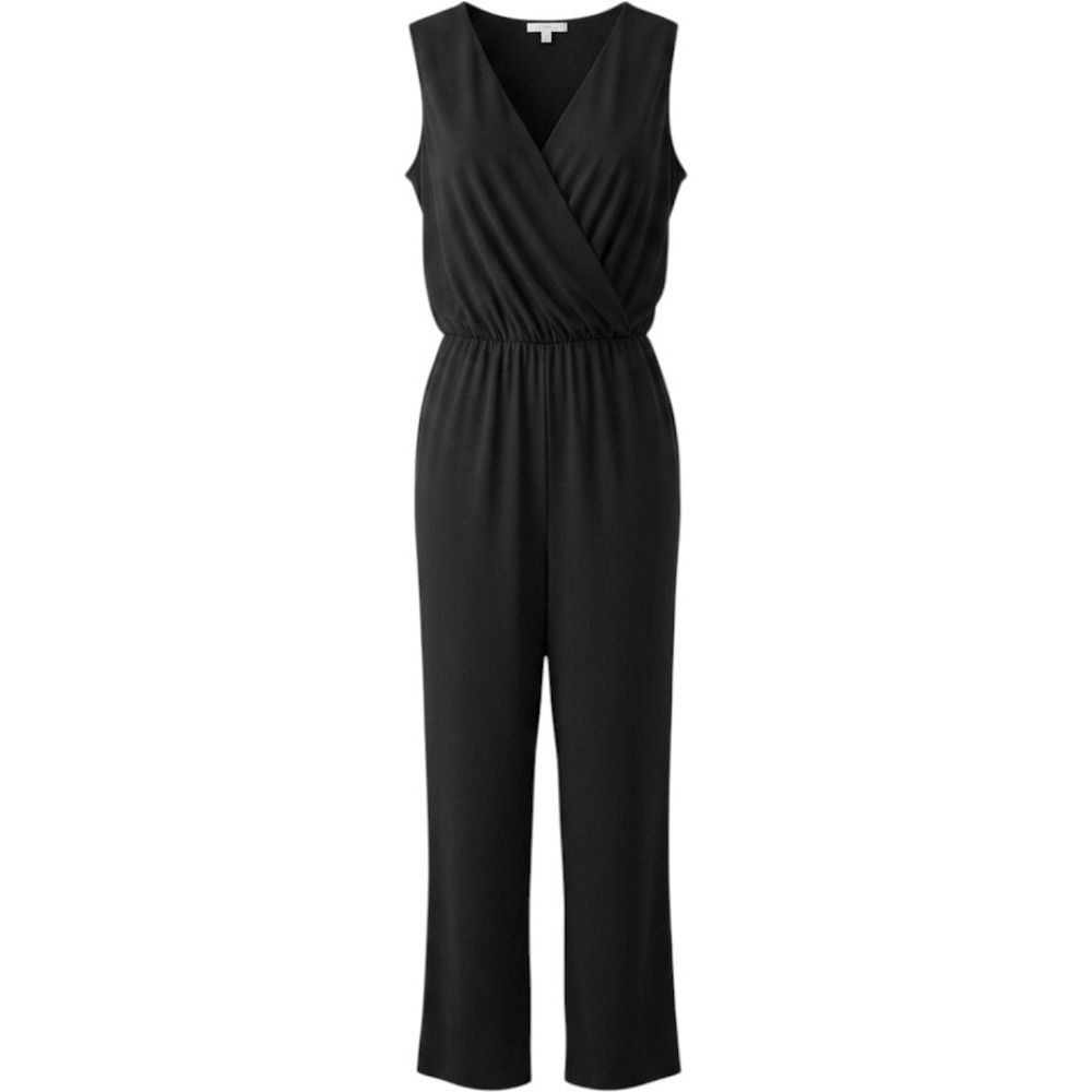 Nygard Sleeveless Knit Jumpsuit Womens Size S Black Pull On Pockets Basic